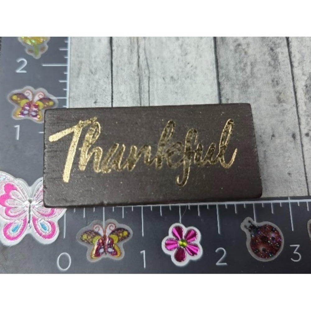 Thankful Script Thanksgiving Holiday Rubber Stamp Wood #O28